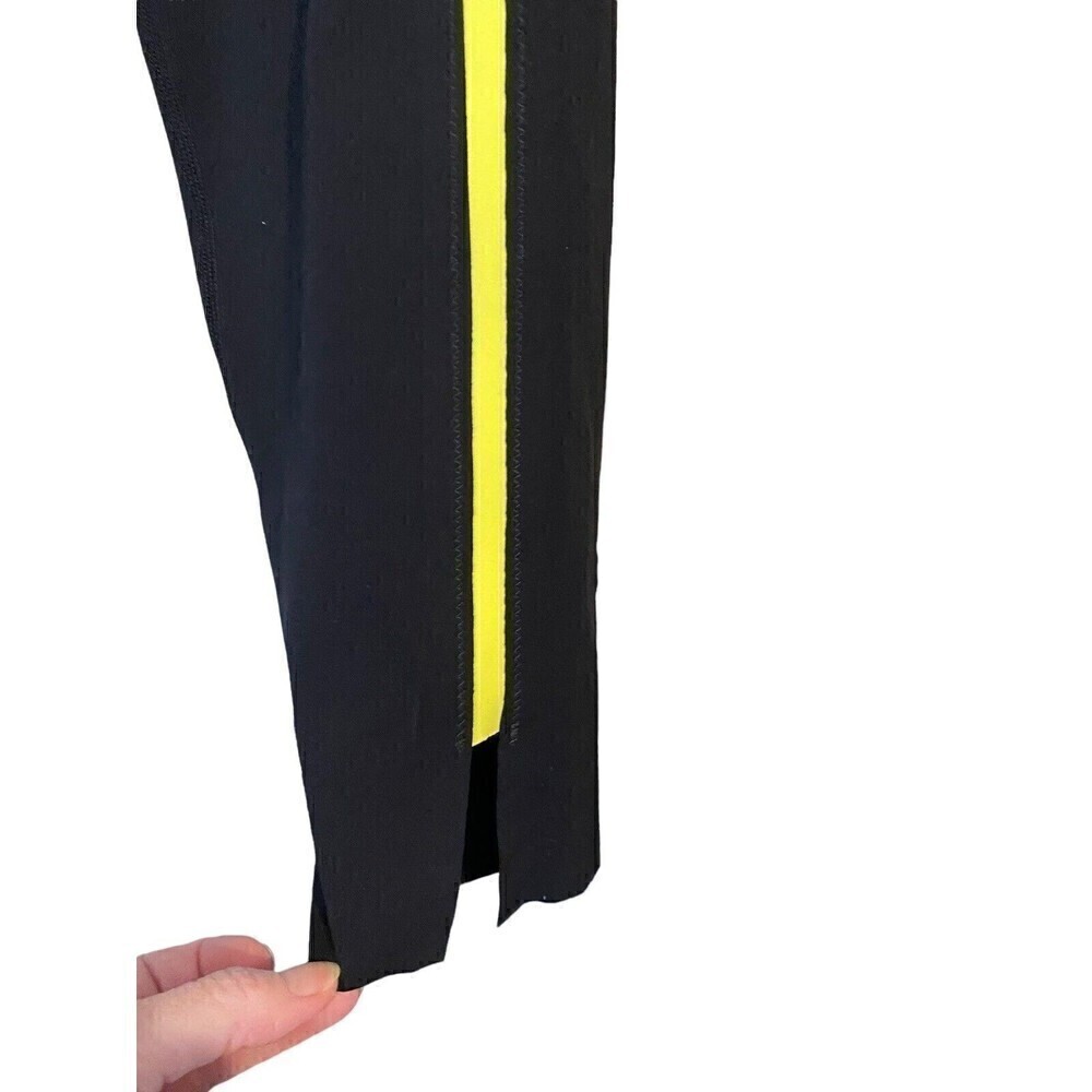 Zyia Black Neon Tape Luxe Hi-Rise Leggings Yellow Size 6-8 Stripe Ankle Exercise View 3